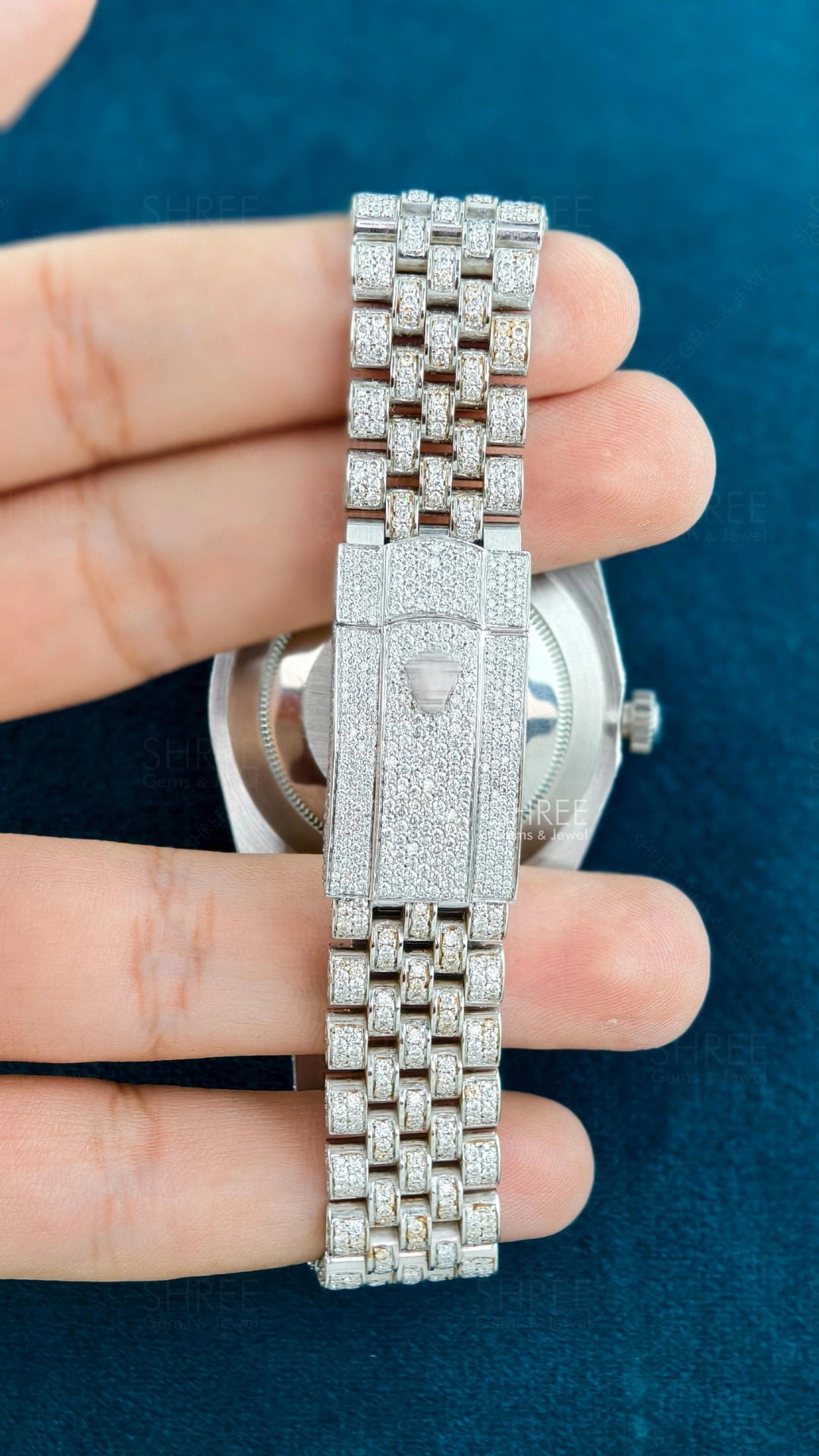Back Side View of Men’s Iced Out Watch 41mm – Arabic Dial Jubilee