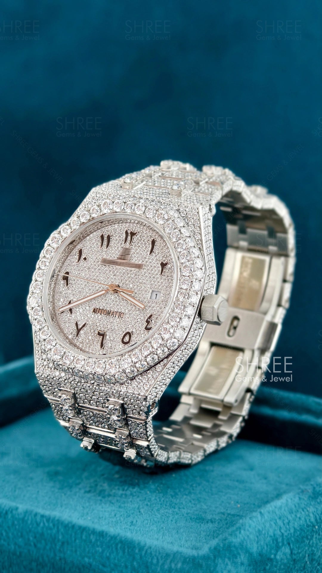 Face View of Arabic Dial Moissanite AP Watch For Men 