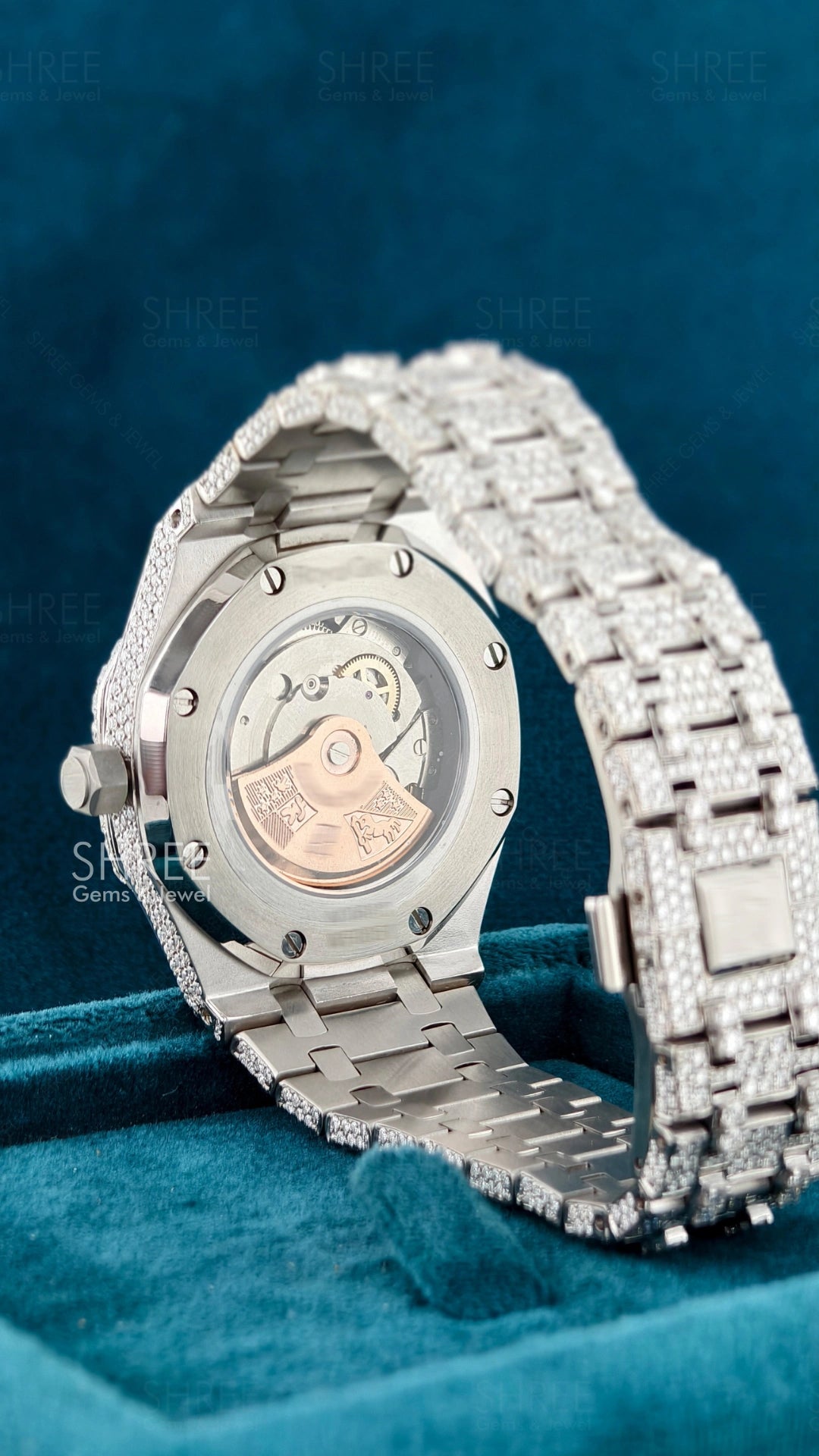 Back Case View of Arabic Dial Moissanite AP Watch For Men 