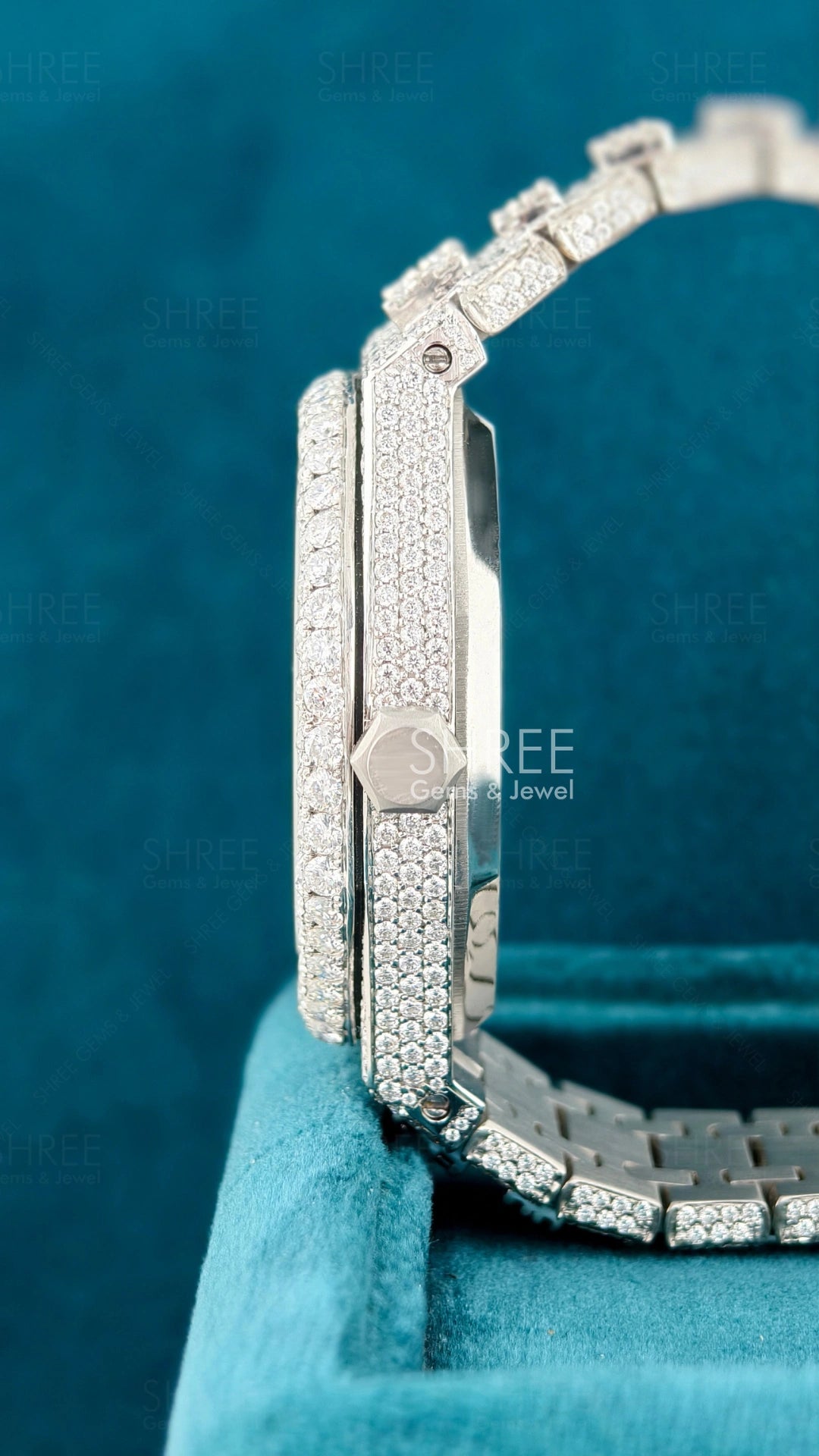 Side View of Arabic Dial Moissanite AP Watch For Men 
