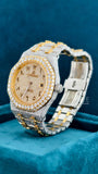 Side face view of Automatic Moissanite Watch 41mm – Arabic Numerals Yellow Gold