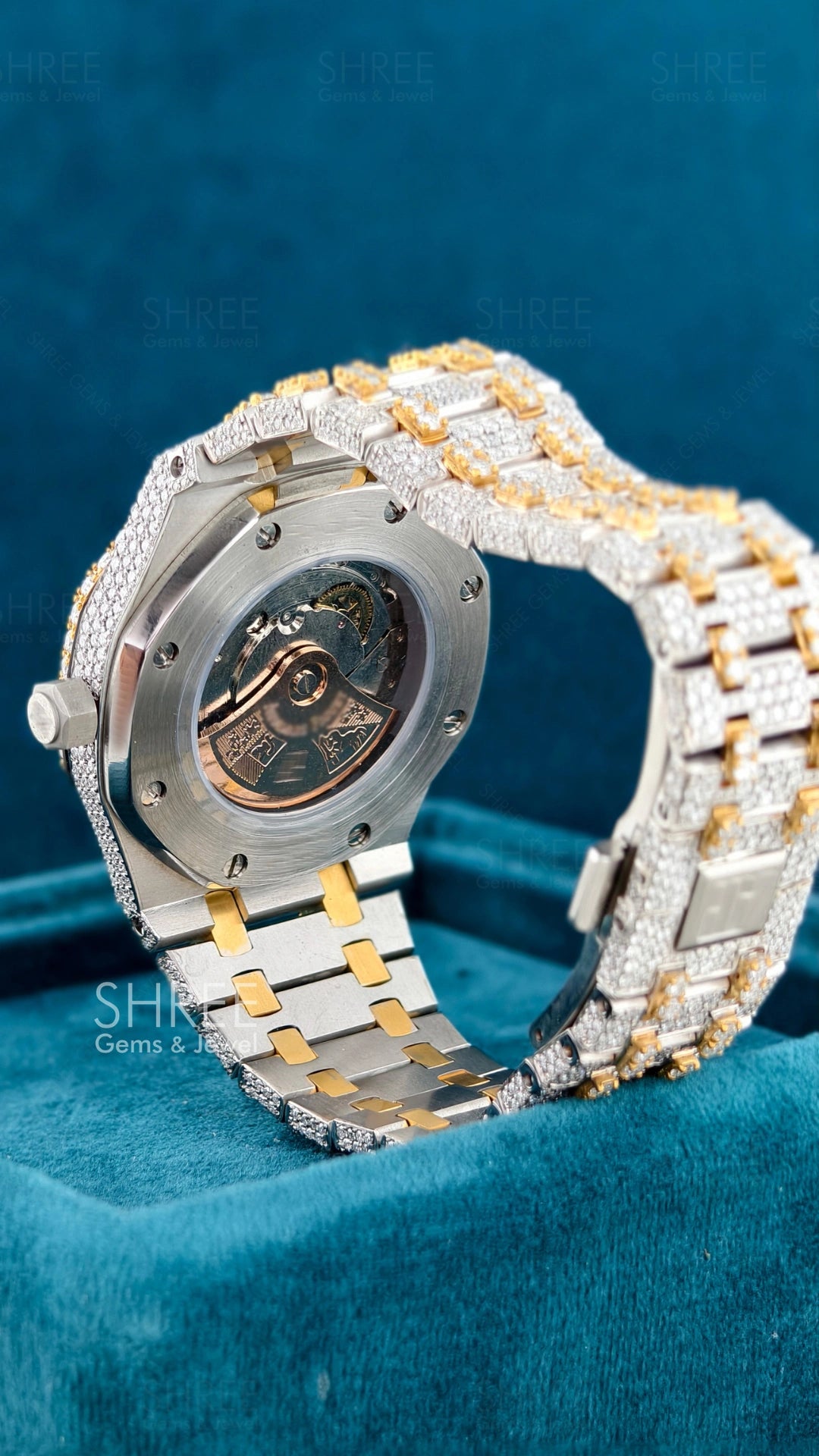 Gallery view of Automatic Moissanite Watch 41mm – Arabic Numerals Yellow Gold