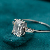 Emerald Cut Lab Grown Diamond 3 Stone Engagement Ring