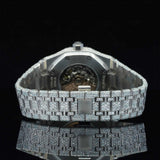 Back View of Automated Moissanite Watch with Red Arabic Number | 41 MM | White Gold Tone