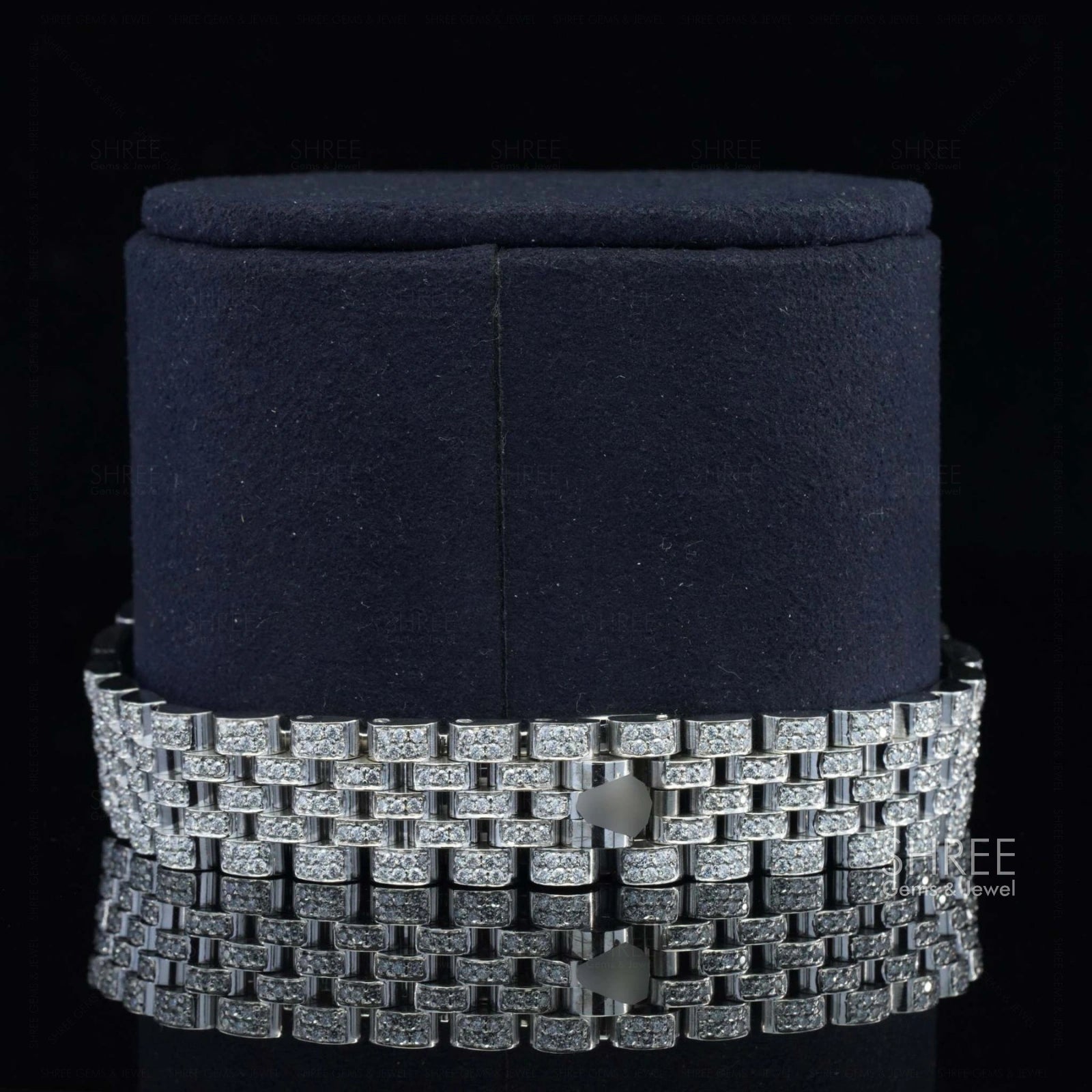 Back Side View of Baguette Dial Jubilee Bustdown Moissanite Watch