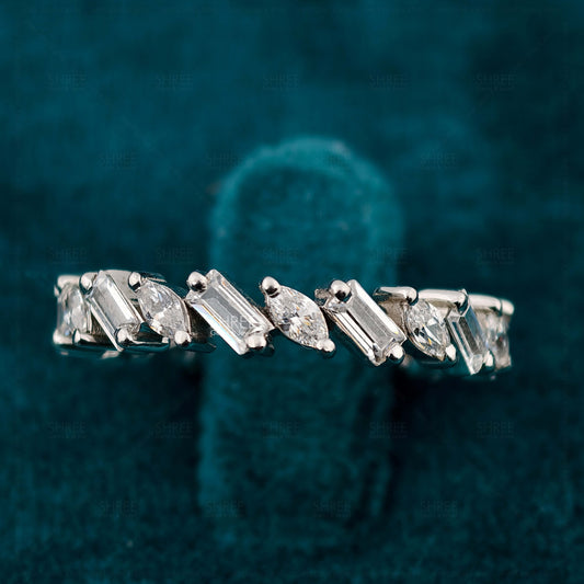 Front View Of Baguette & Marquise Diamond Eternity Band
