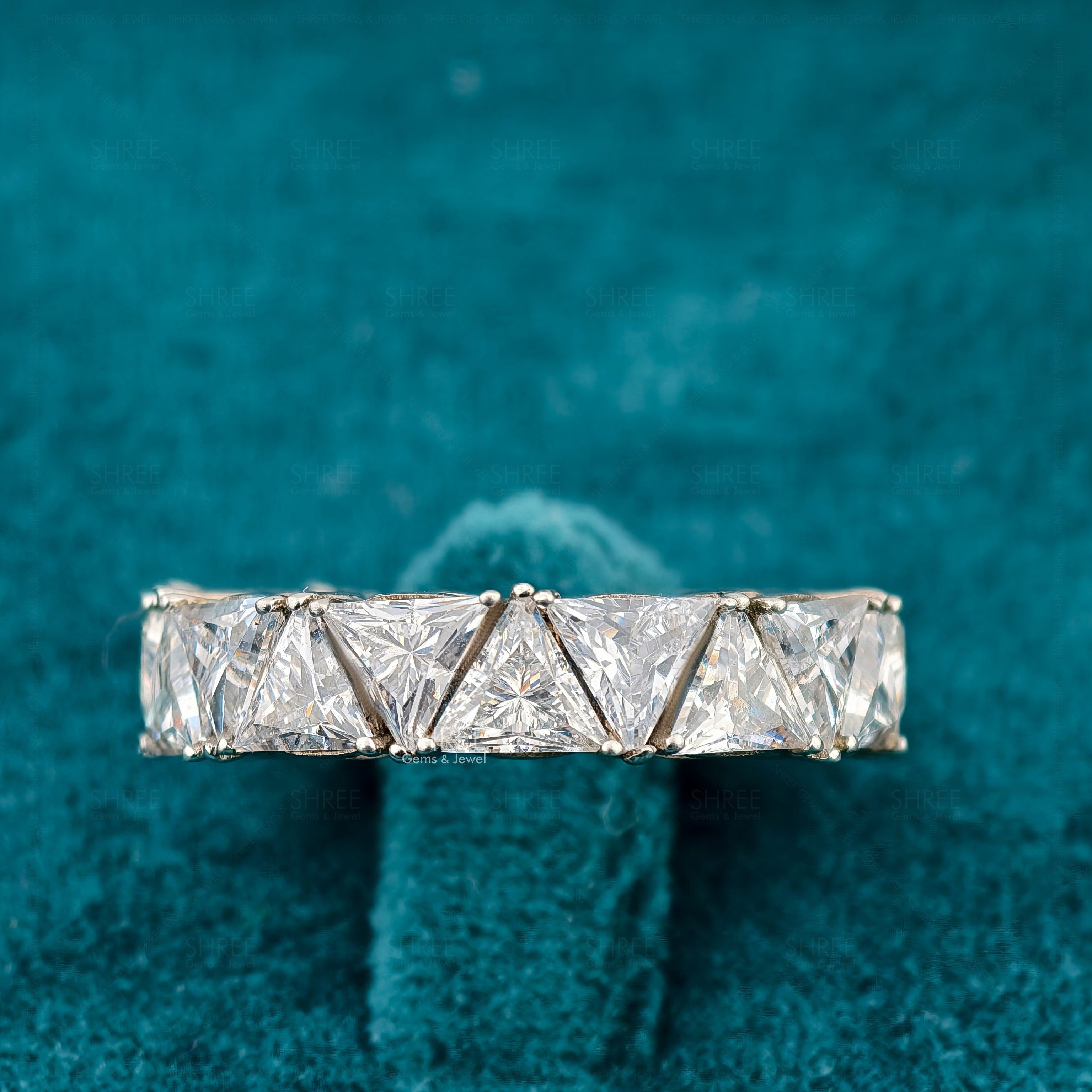 Trillion Shape Lab Diamond Wedding Band