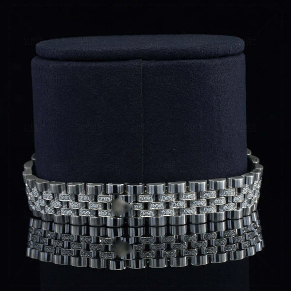 Back View of Black Dial Date Just Style Moissanite Watch  41 Mm  White Gold Tone