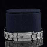 Back side View of Black Roman Dial Moissanite Watch | White Tone Luxury Pave Watch