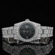 Front View of Black Roman Dial Moissanite Watch | White Tone Luxury Pave Watch