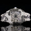 Front View of Black & White Skeleton Moissanite Watch – Fully Iced 41MM