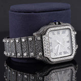 Side view of Black & White Santos Style Watch 41mm – Square Dial