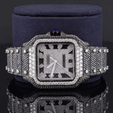 Face view of Black & White Santos Style Watch 41mm – Square Dial