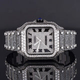 Front view of Black & White Santos Style Watch 41mm – Square Dial
