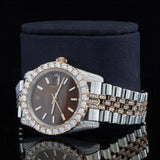 Closeup view of Brown Dial Date Just Style Moissanite Watch  41 MM  Rose Gold Tone