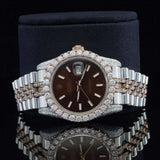 Face view of DeepBrown Dial Date Just Style Moissanite Watch  41 MM  Rose Gold Tone