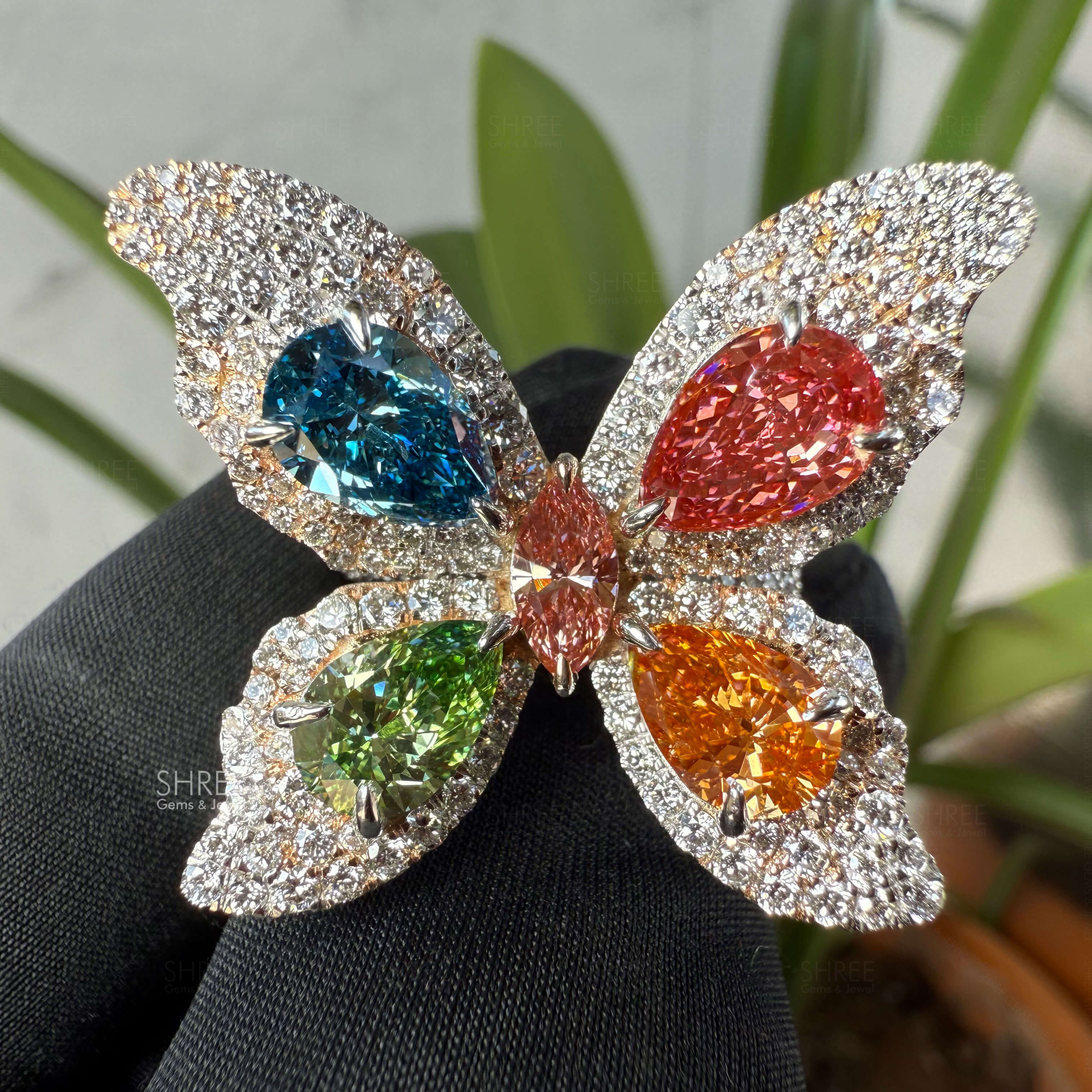 front view of multi shaped diamond ring​