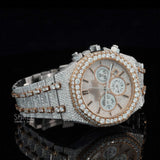 Side View of Celestia Two Tone Pave Chronograph Moissanite Diamond Bracelet Watch