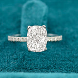 Front View Of Cushion Cut Lab Diamond Hidden Halo Engagement Ring