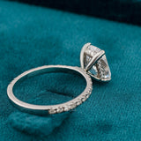 Detailing View of Cushion Cut Lab Diamond Hidden Halo Engagement Ring