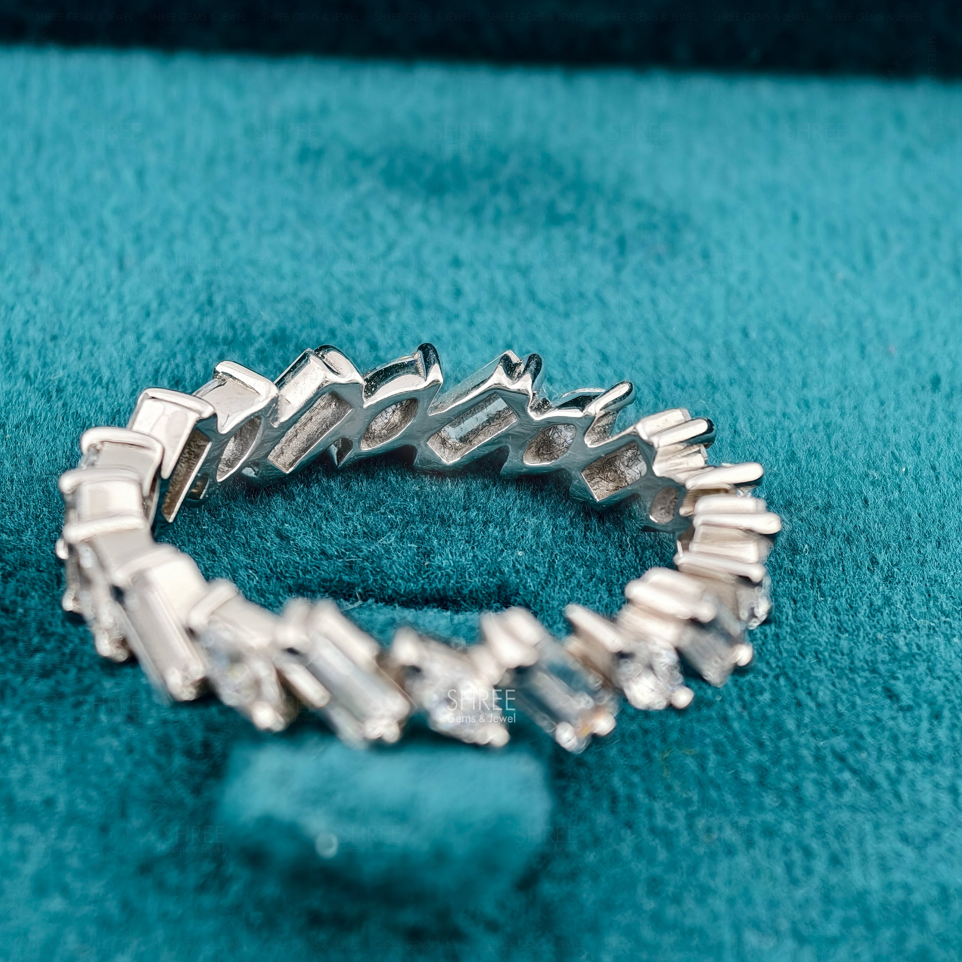 Marquise & Baguette Cut Lab Diamond Wedding Band