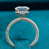 Full Band View Of Emerald Cut Hidden Halo Engagement Ring​