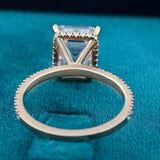 Back Side View of Emerald Cut Hidden Halo Engagement Ring​