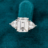 Emerald Cut Lab Diamond 3 Stone Modern Engagement Ring