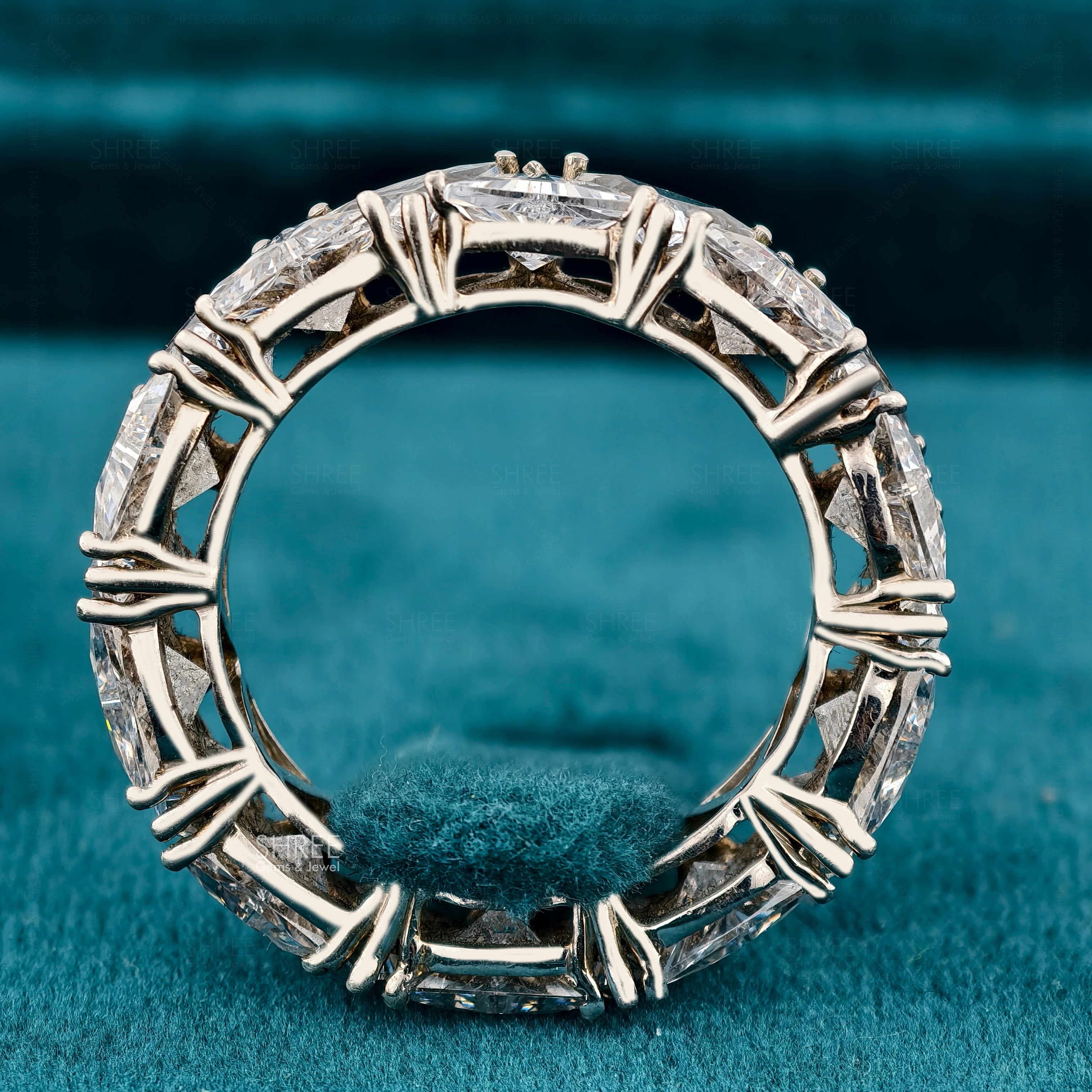 Trillion Cut Diamond Wedding Band For Women