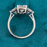 Emerald Cut Lab Diamond 3 Stone Modern Engagement Ring