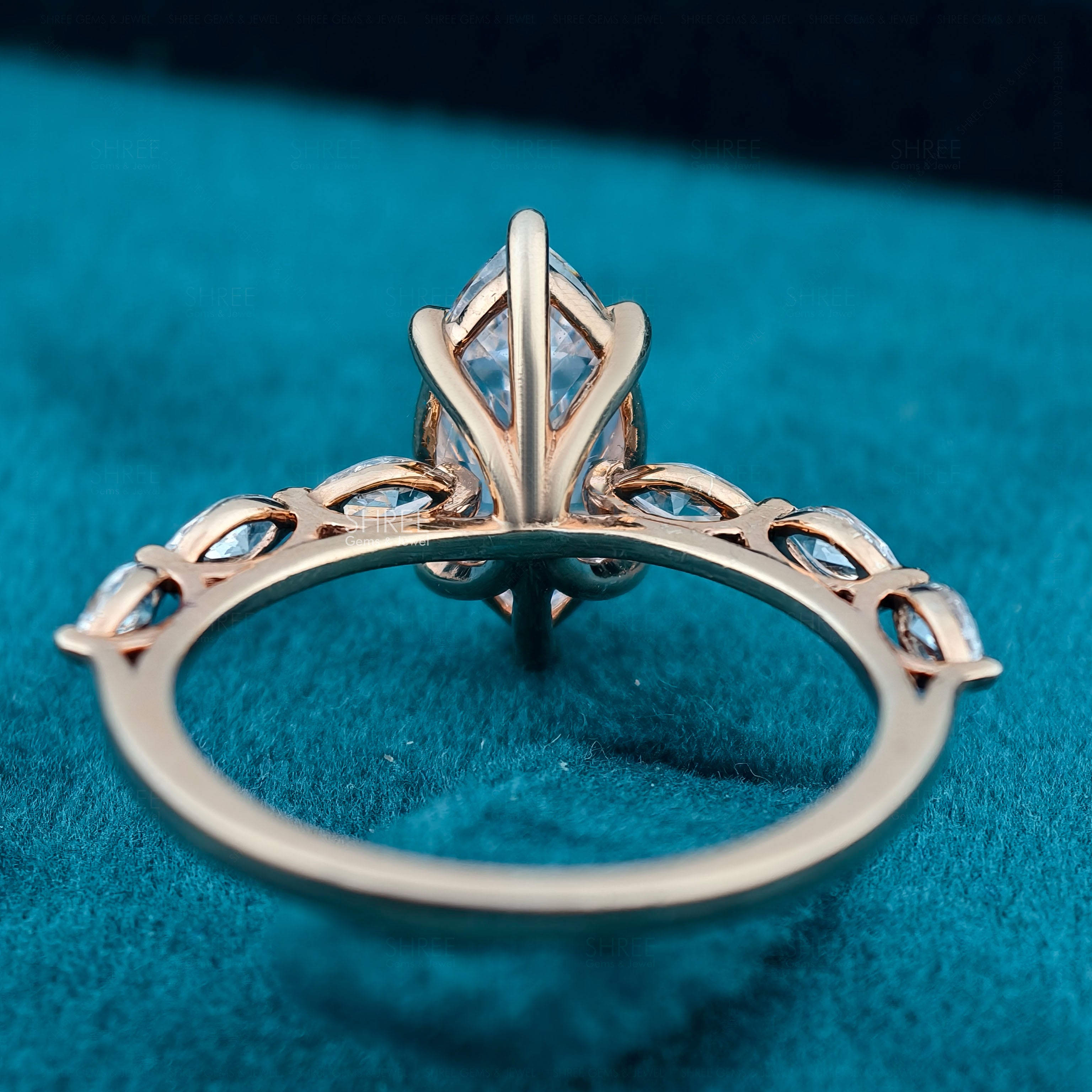 Marquise Cut Lab Grown Diamond Vintage Engagement Ring