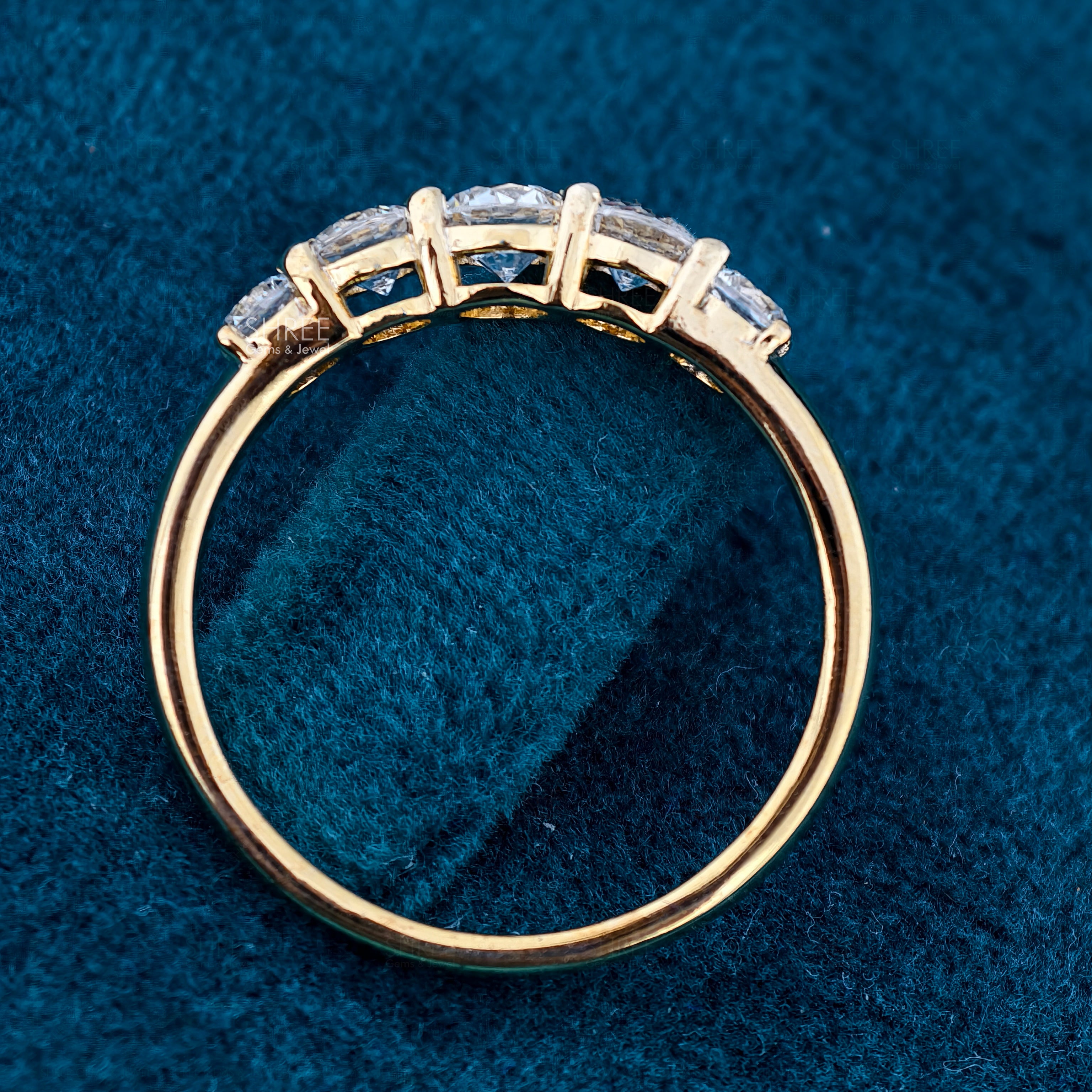 Round Cut Lab Diamond Five Stone Anniversary Ring