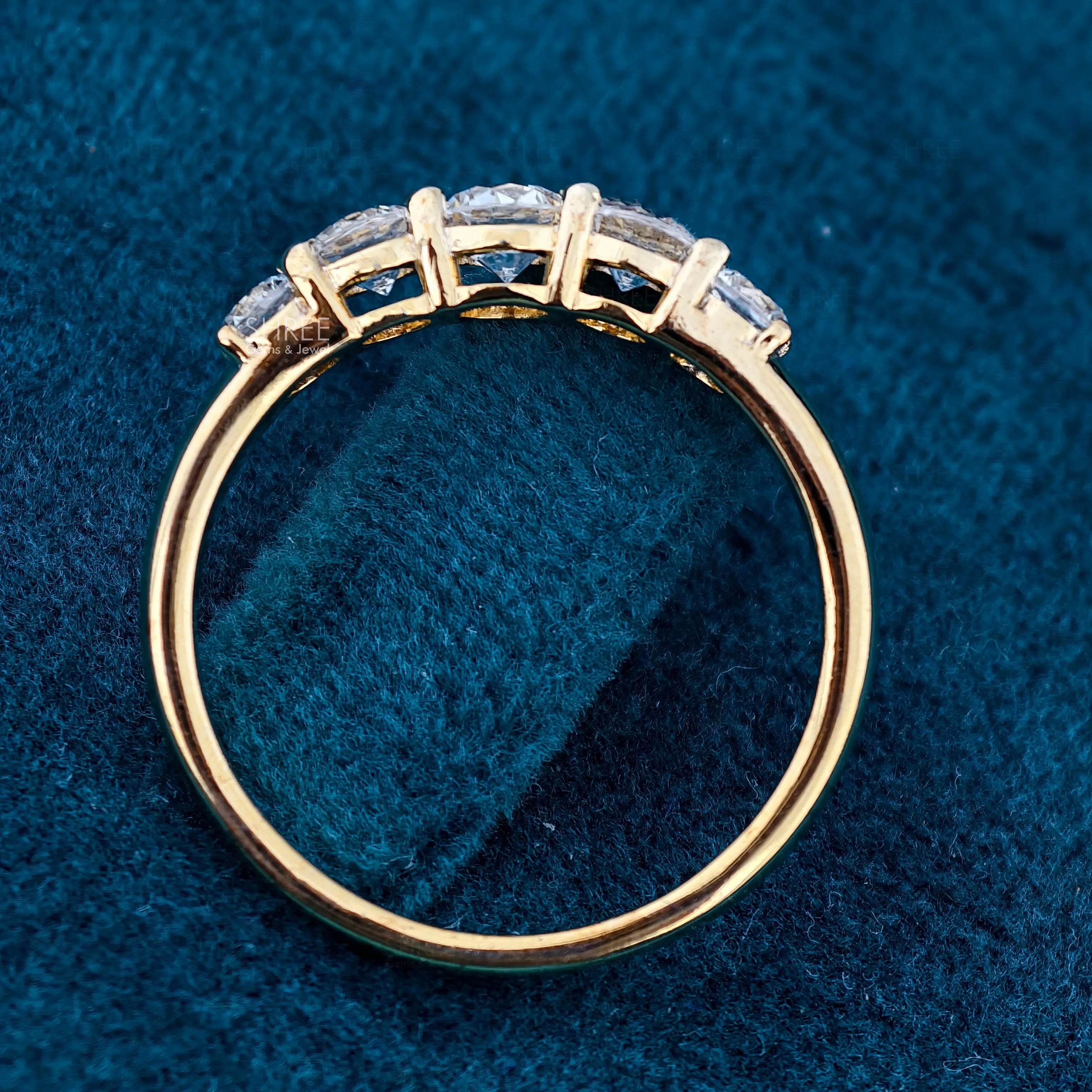 Full Band View of 1 Ct Five Stone Diamond Ring​