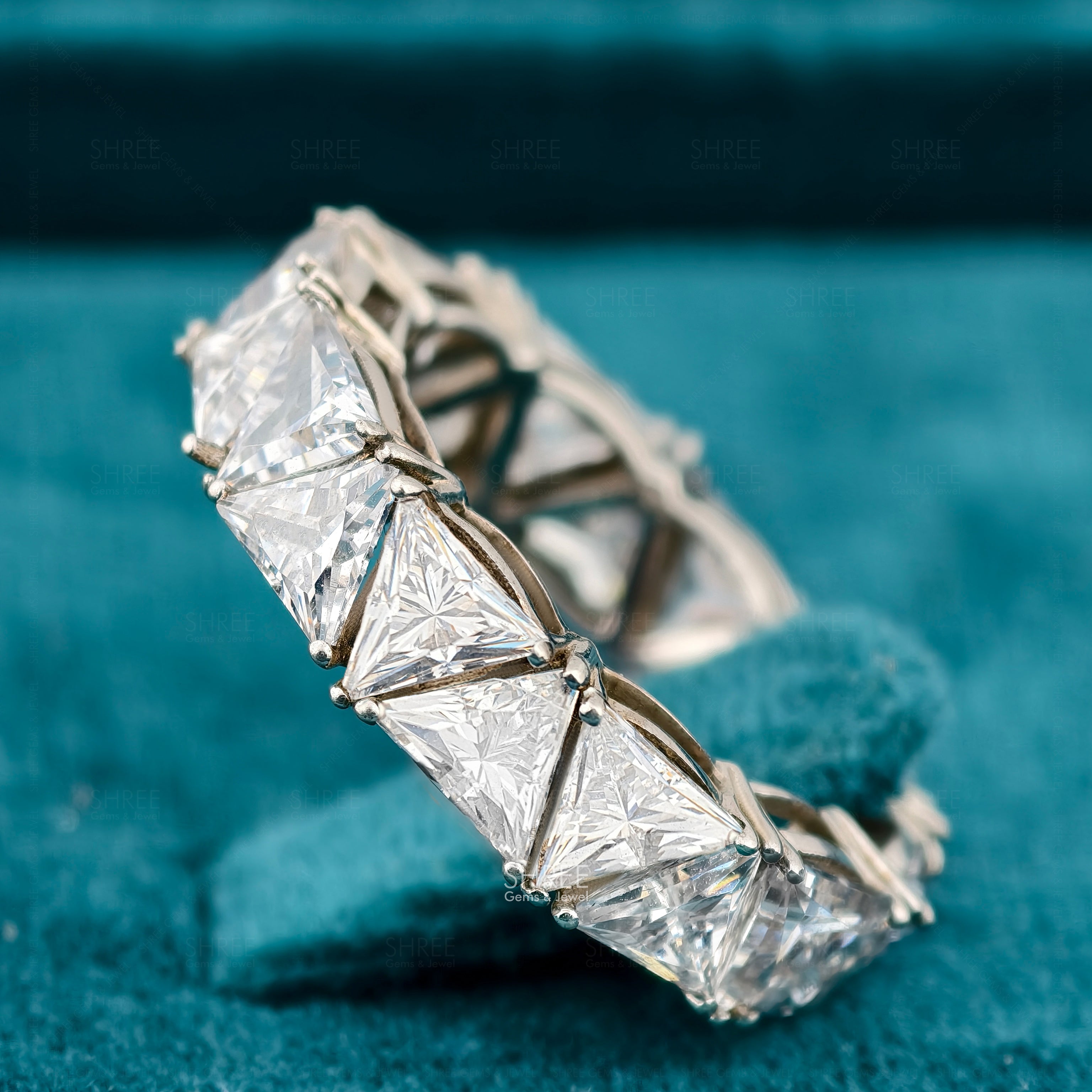Trillion Cut Diamond Luxury Wedding Band