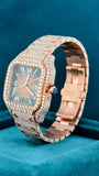 Side Face View of Roman Numeral Moissanite Watch – Classic Diamond Dial