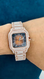 Hand View of Roman Numeral Moissanite Watch – Classic Diamond Dial