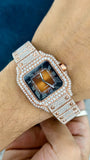 Hand View of Roman Numeral Moissanite Watch – Classic Diamond Dial