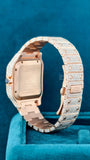 Back Case View of Roman Numeral Moissanite Watch – Classic Diamond Dial