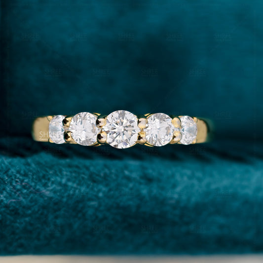 Round Cut Lab Diamond Five Stone Anniversary Ring