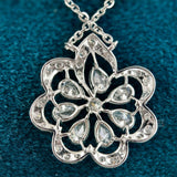 back view of diamond floral necklace