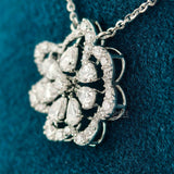 side view of multi diamond necklace
