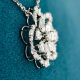 side view of mixed shape diamond necklace

