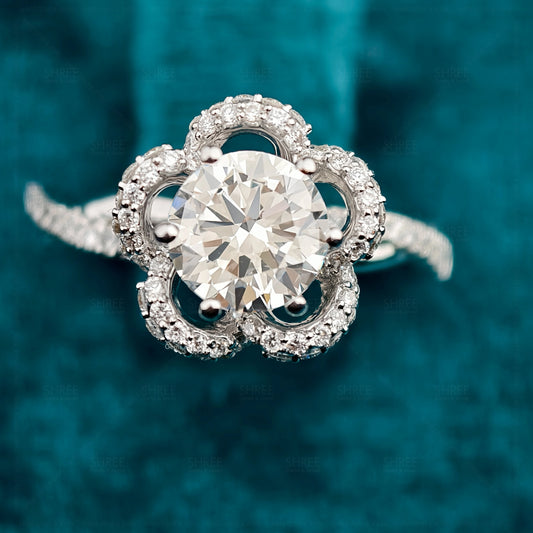 Front View of Floral Diamond Ring