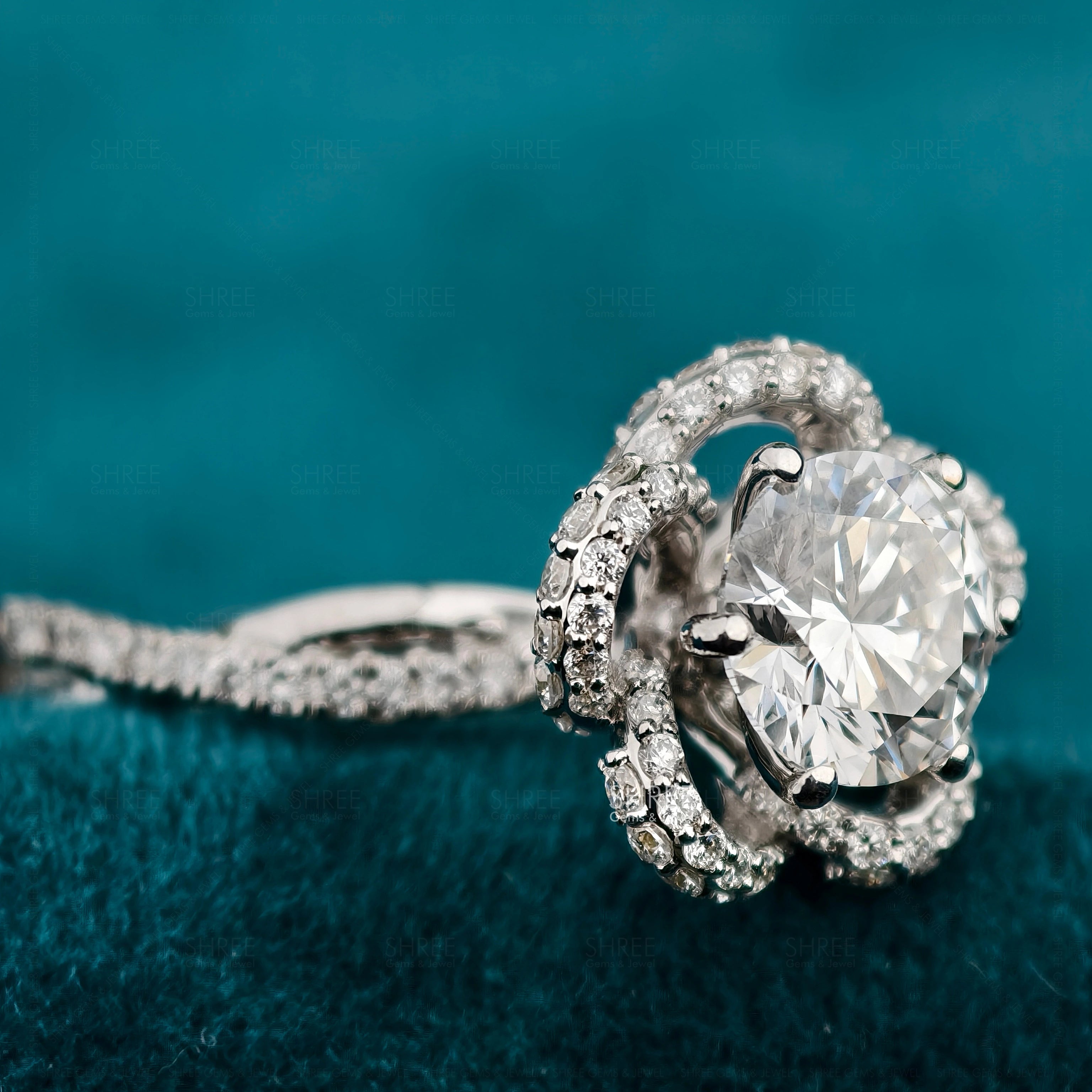 Side View of Floral Diamond Ring