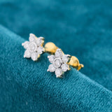 Front and Back Angle View of Floral Diamond Earrings​

