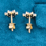 Full Back View Pair of Diamond Floral Stud Earrings​

