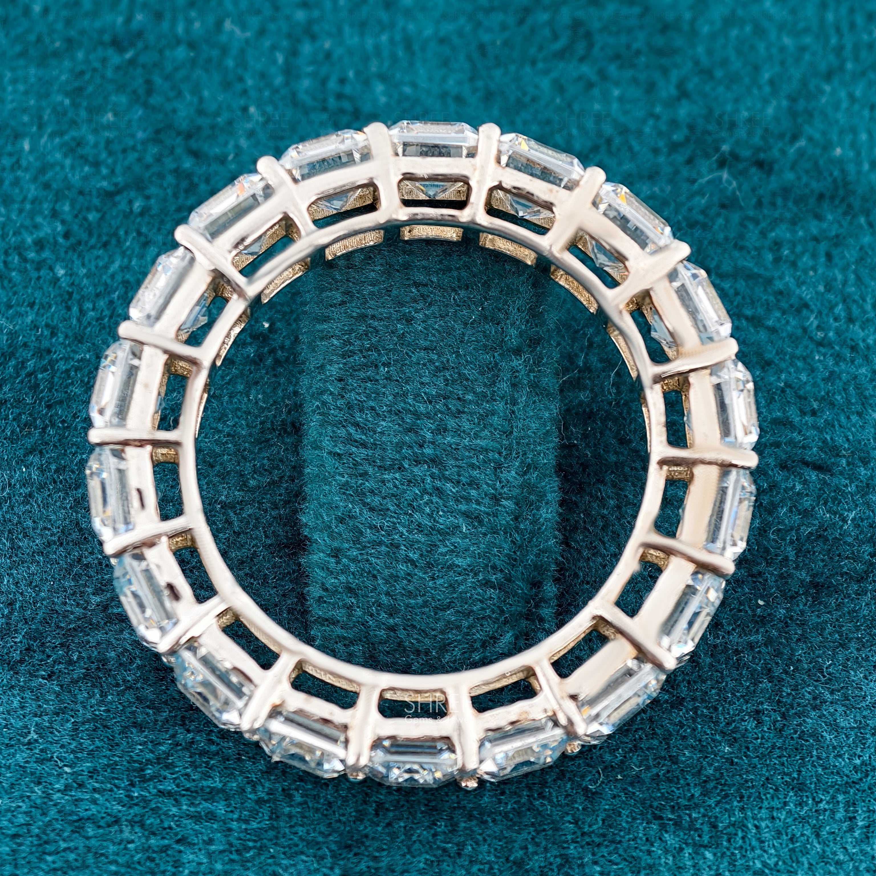 Emerald Cut Lab-Grown Diamond Eternity Wedding Band