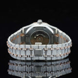 Fully Iced Diamond Watch with Geometric Face – Rose Gold Luxury Watch