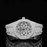 Fully Iced Diamond Watch with Geometric Face – Rose Gold Luxury Watch