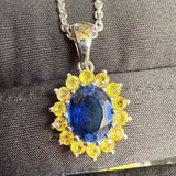 zoom view of sapphire and diamond pendant​